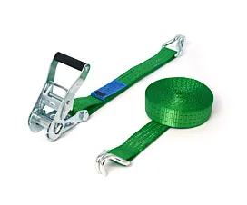 2.5T - Standard Tie-Down Strap - 2.5T - 6.5m - 35mm – 2-part – Double J-hooks - Green - 20pcs