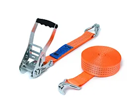 4T - Standard Tie-Down Strap - 4T - 9m - 50mm - 2-part - Double J-hook - Orange