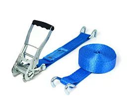 5T - Standard Tie-Down Strap - 5T - 9m - 50mm - 2-part - Open rave hook - Blue