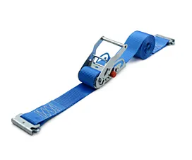All Rails, Cargo Bars & Planks Tie-Down Strap - 2T - 3.5m - 50mm - Sliding ratchet and E-track rail fittings – Blue
