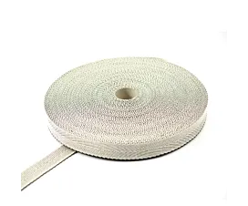 Polypropylene- 30 to 40mm Twill strap 40mm - Cotton + PP - 100kg - 100m roll - White with black