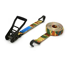5T - Standard Tie-Down Strap - 5T - 6m - 50mm - 2-part - Double J-hook - Camouflage