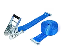 All Rails, Cargo Bars & Planks Tie-Down Strap - 2T - 3.5m - 50mm – 2-part with E-track rail fittings – Blue