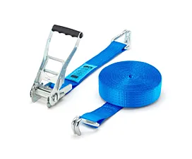 5T - Standard Tie-Down Strap - 5T - 10m - 50mm - 2-part - Double J-hook - Blue