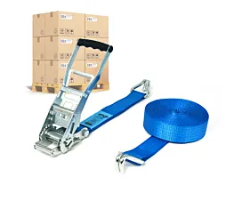 Pallet Tie-Down Straps 50mm Pallet Tie-downs - ERGO 5T - 10m - 50mm - 2-part - Double J-hook - STF500 - Blue - 192pcs Pallet Tie-Down Straps 50mm Pallet Tie-downs - ERGO 5T - 10m - 50mm - 2-part - Double J-hook - STF500 - Blue - 192pcs