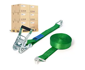 All Tie-Down Straps per Pallet Pallet Tie-downs 2.5T - 6.5m - 35mm - 2-part - Double J-hook - Green - 640pcs