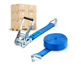 Pallet Tie-Down Straps 50mm Pallet Tie-downs - 5T - 9m - 50mm - 2-part - Double J-hook - Blue - 256pcs Pallet Tie-Down Straps 50mm Pallet Tie-downs - 5T - 9m - 50mm - 2-part - Double J-hook - Blue - 256pcs