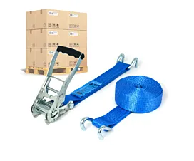 Pallet Tie-Down Straps 50mm Pallet Tie-downs - 5T - 9m - 50mm - 2-part - Open rave hook - Blue - 256pcs Pallet Tie-Down Straps 50mm Pallet Tie-downs - 5T - 9m - 50mm - 2-part - Open rave hook - Blue - 256pcs